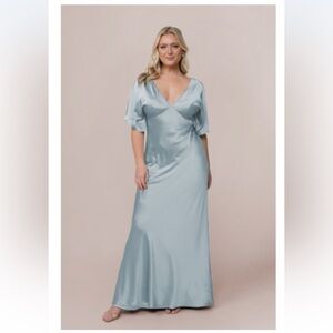 Revelry Maya Satin Dress - Sky Blue